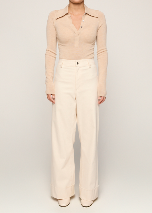 Eleanor Half Placket Top Wheat