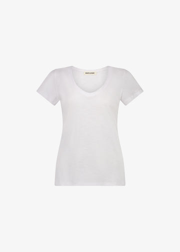 Abbey V-Neck T-Shirt White