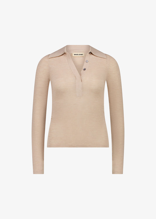 Eleanor Half Placket Top Wheat