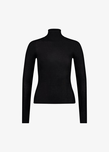 Julia Rib Roll Neck Black